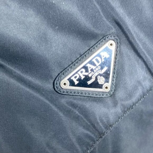 PRADA triangle logo triangle logo plate backpack bag Nylon Black